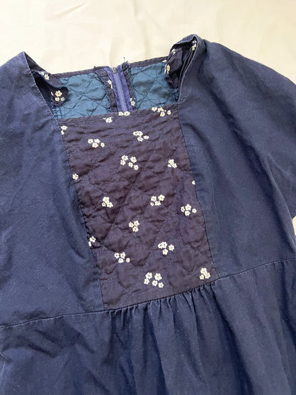 70s cotton dark blue maxi dress, Size S