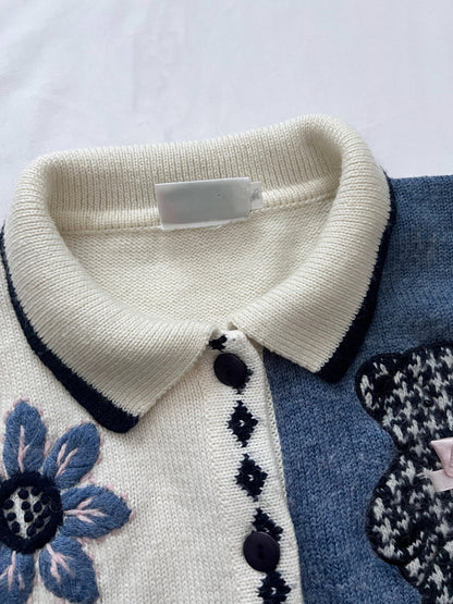 90s patchwork cardigan, Size S-M