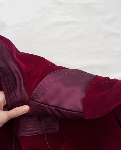 70s Edwardian revival burgundy velvet dress, Size M