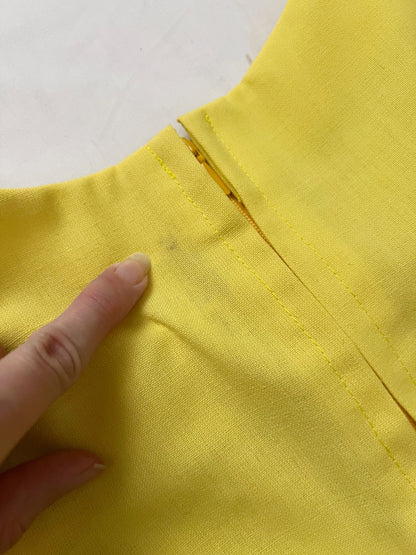 70s yellow maxi daisy dress, Size S