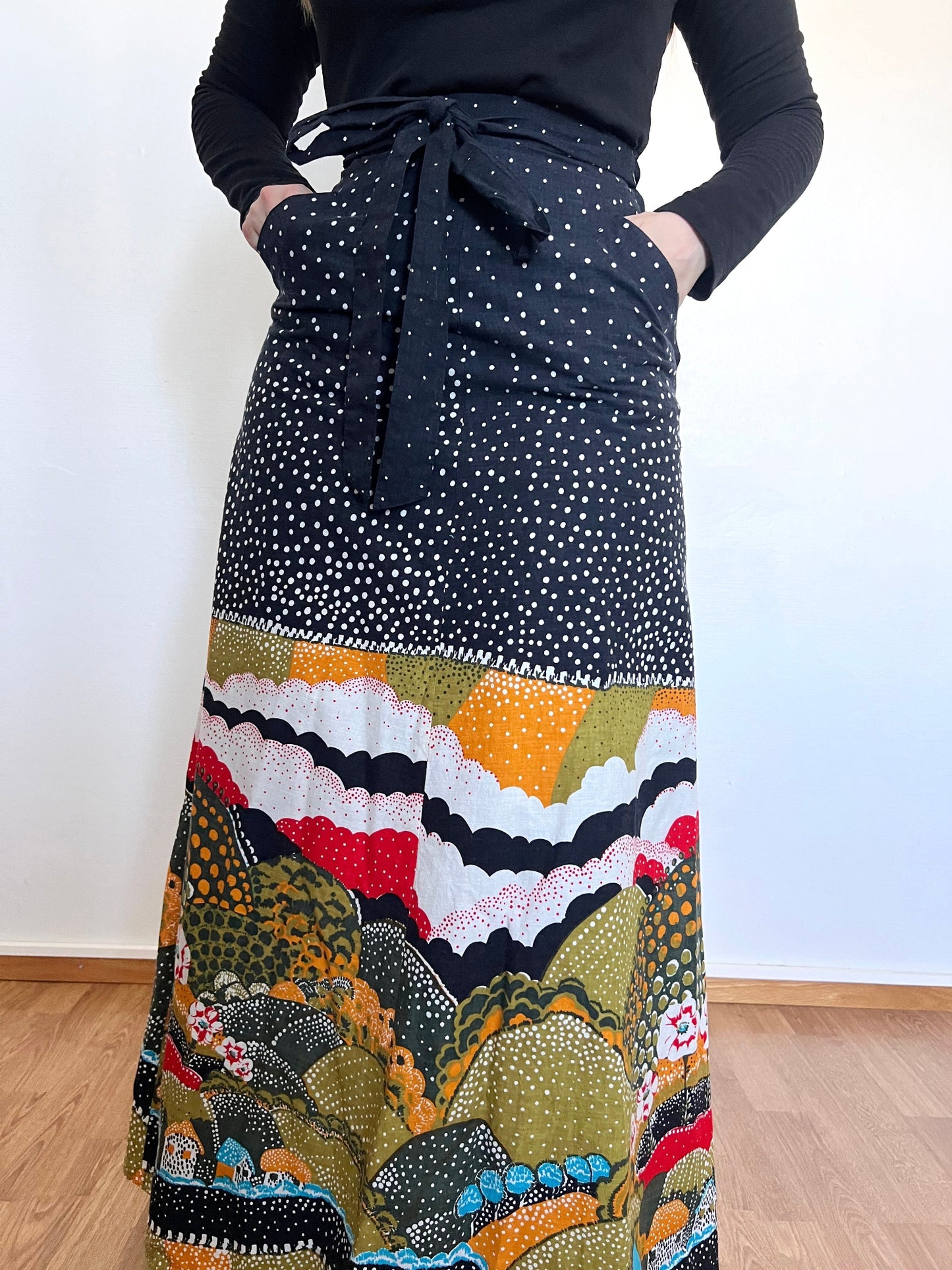 70s landscape maxi skirt, Size XS-S