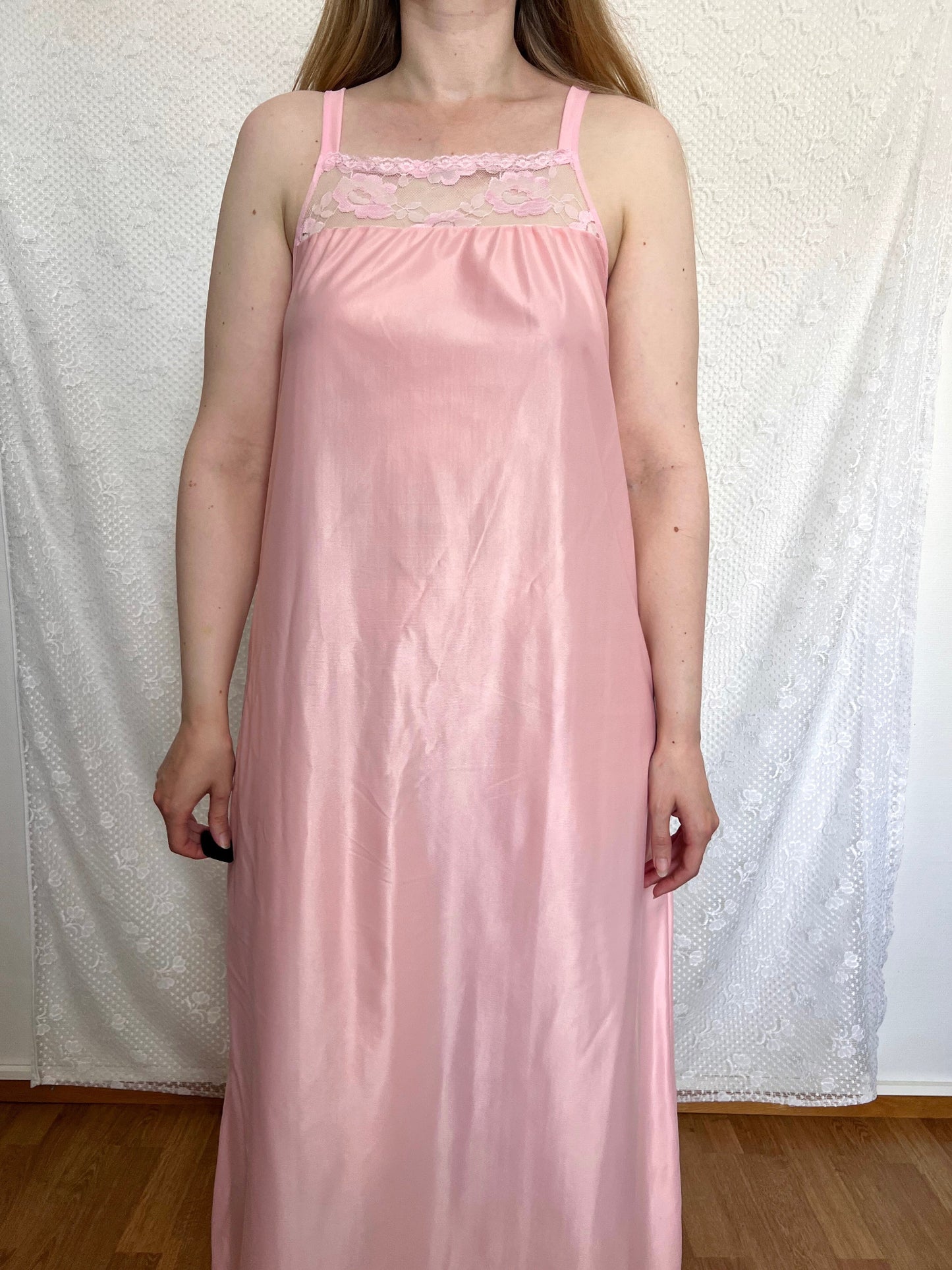 70s pink maxi nightgown, Size S