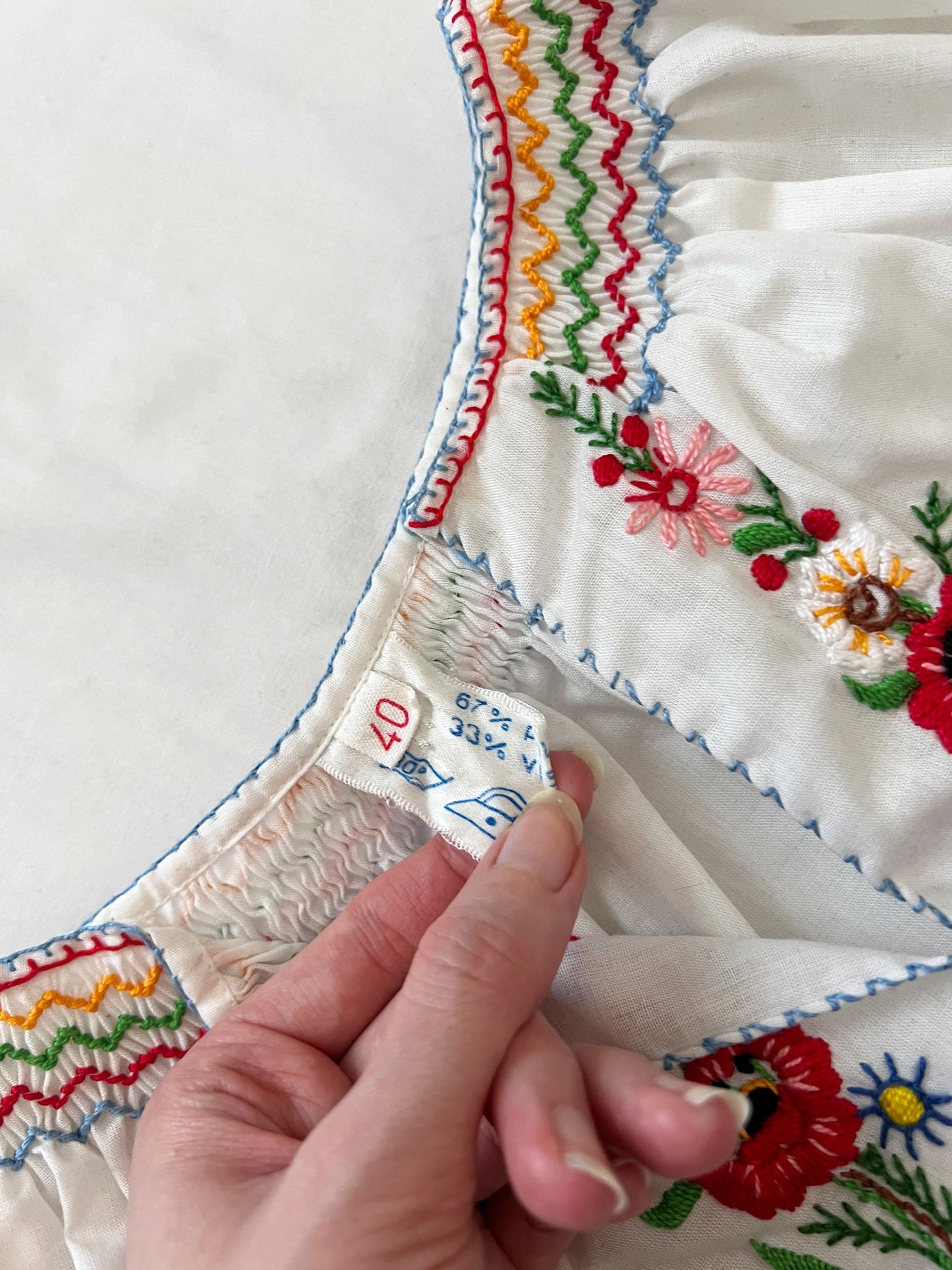 70s hungarian floral blouse, Size S