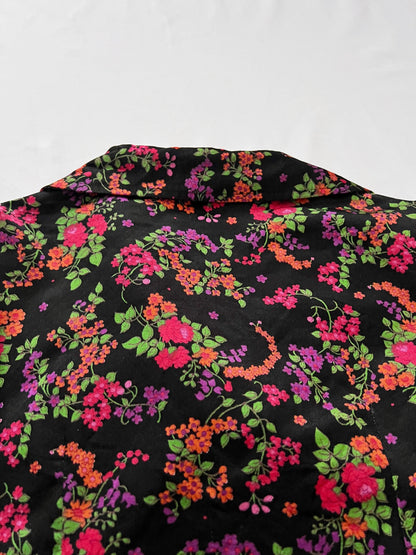 70s pointed collar floral bluse, Size XS-S