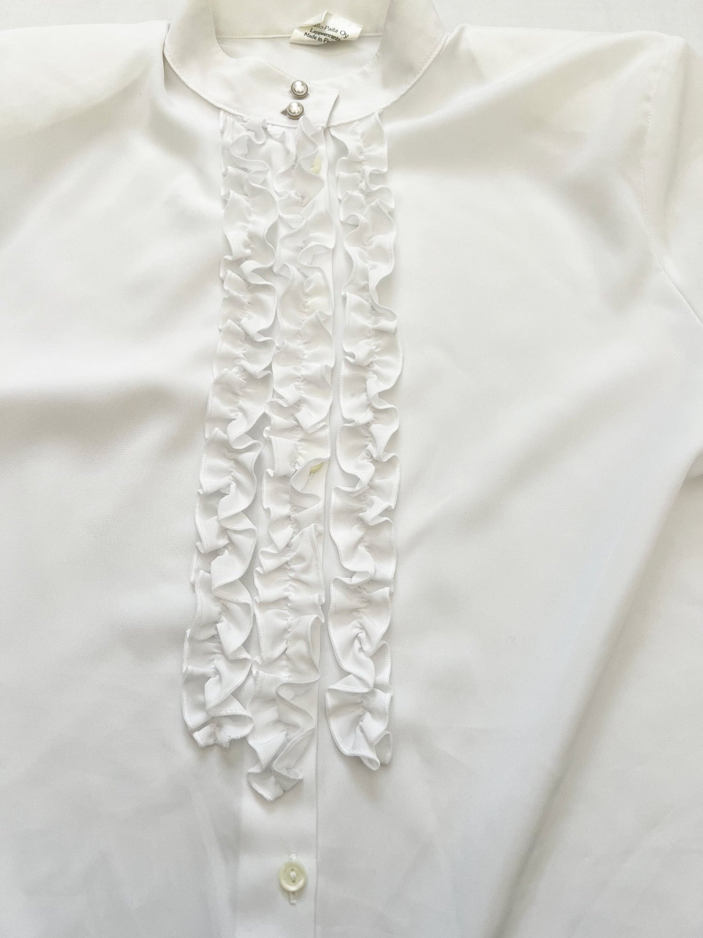 80s white ruffle blouse, Size M