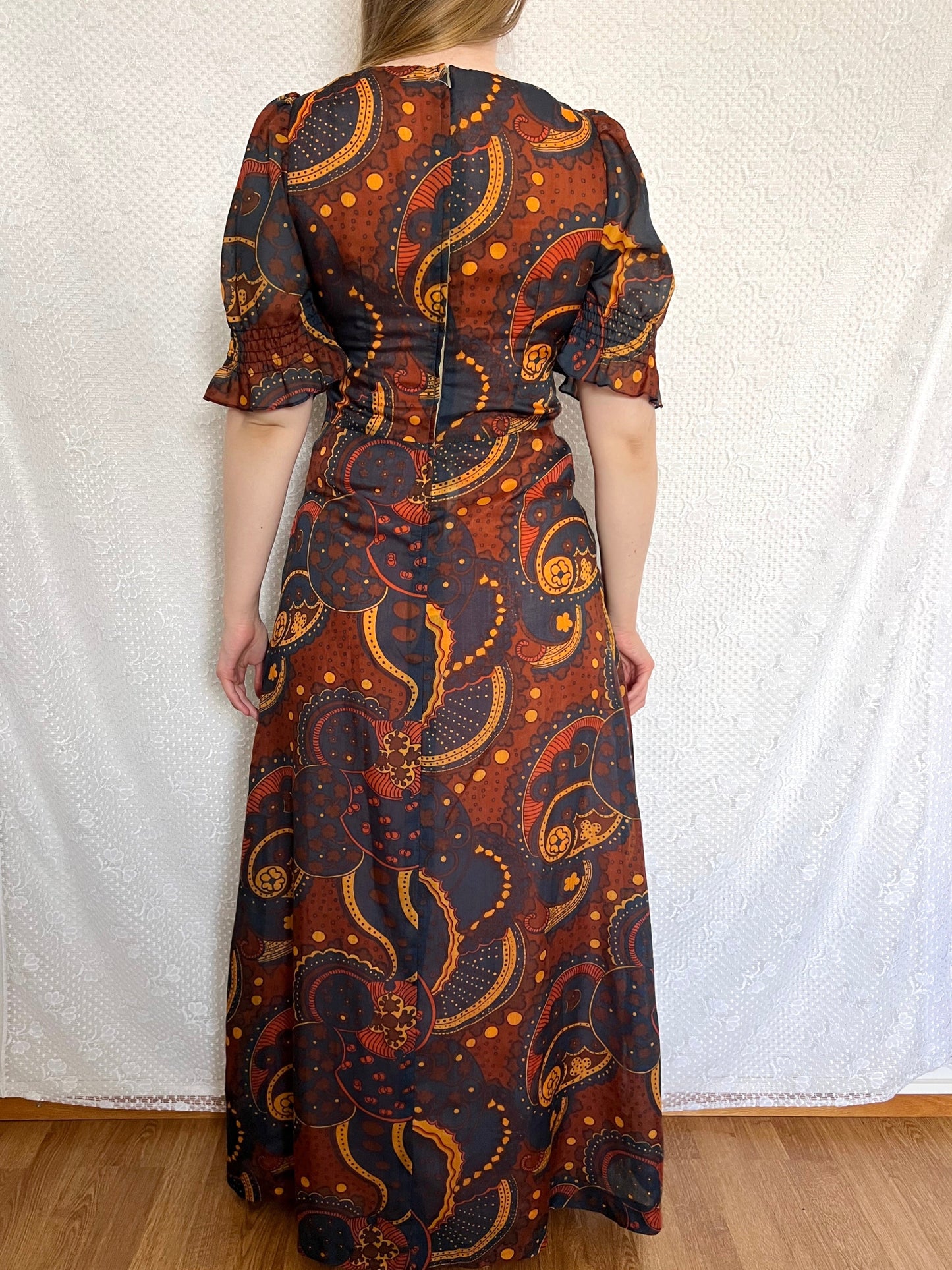 70s floral and paisley dress, Size S