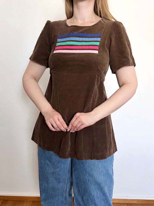 70s brown corduroy tunic, Size S