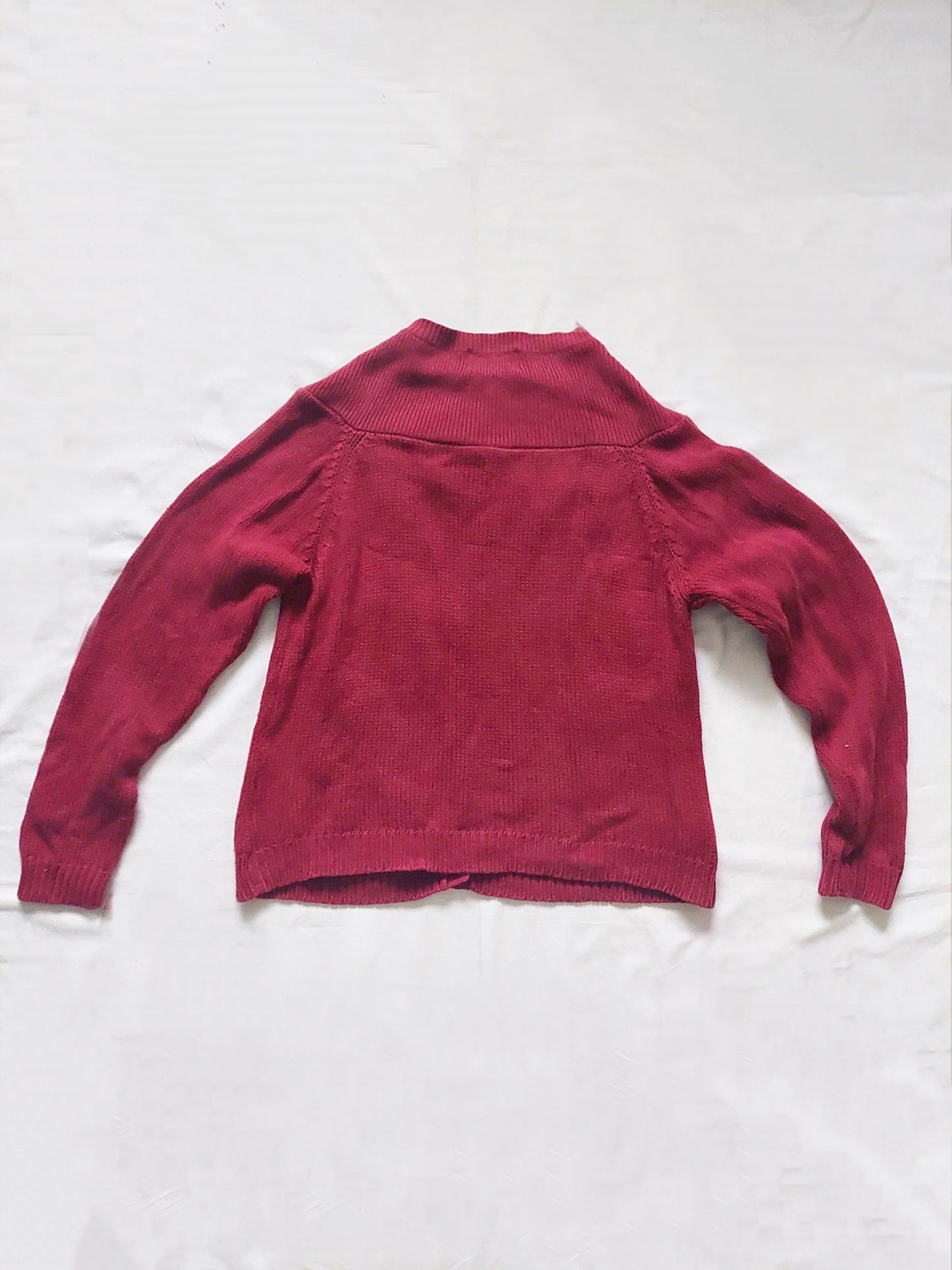 Burgundy flower cardigan, Size M-L