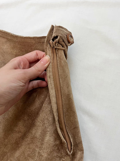 70s animal motif suede skirt, Size XS