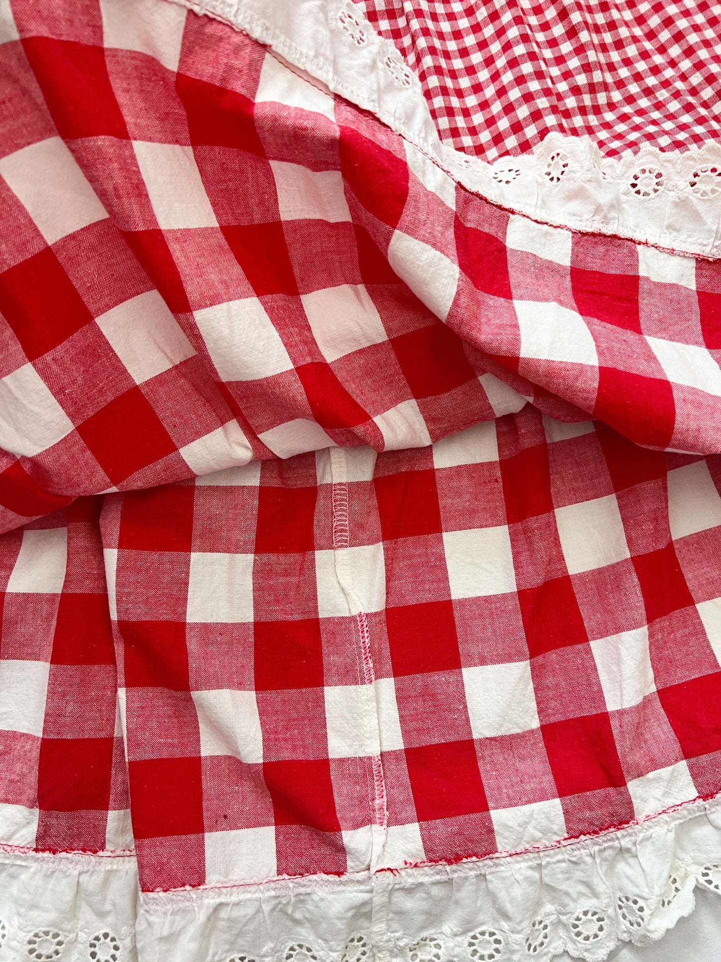70s red and white gingham sundress, Size M