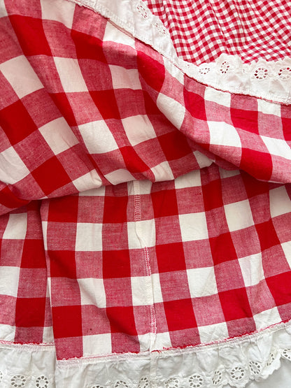 70s red and white gingham sundress, Size M