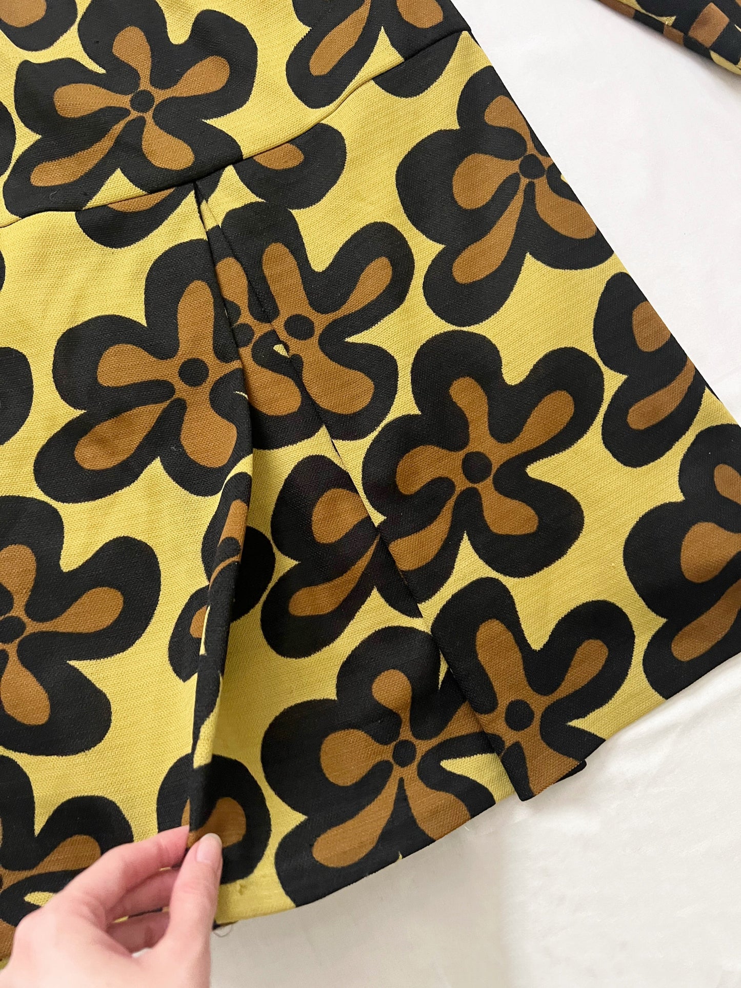 60s yellow floral dress, Size XS