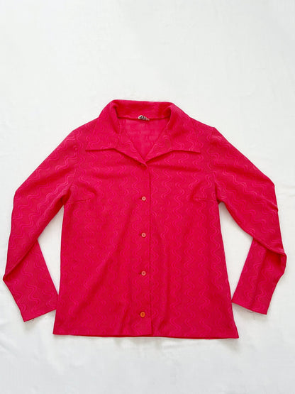 70s pink lace shirt, Size L-XL