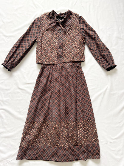 Brown 70's dress, Size XXS-XS