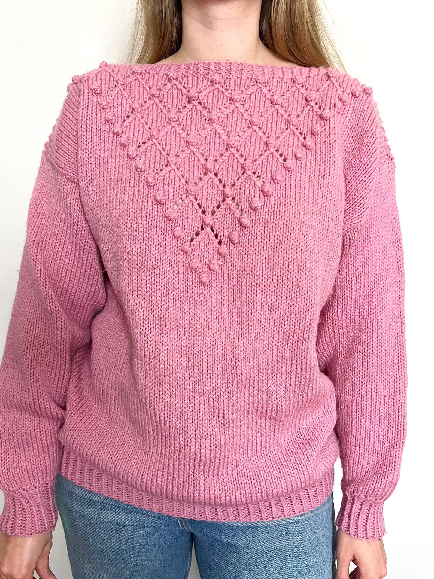 Pink bobble sweater, Size L-XL