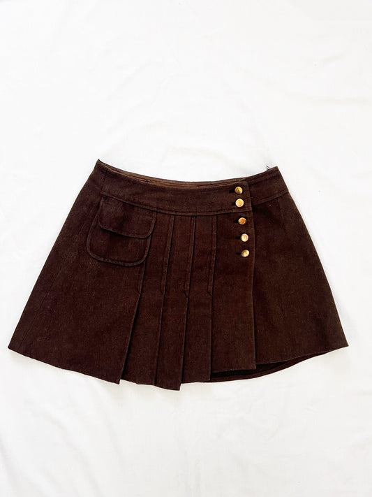 60s brown mini skirt, Size XS
