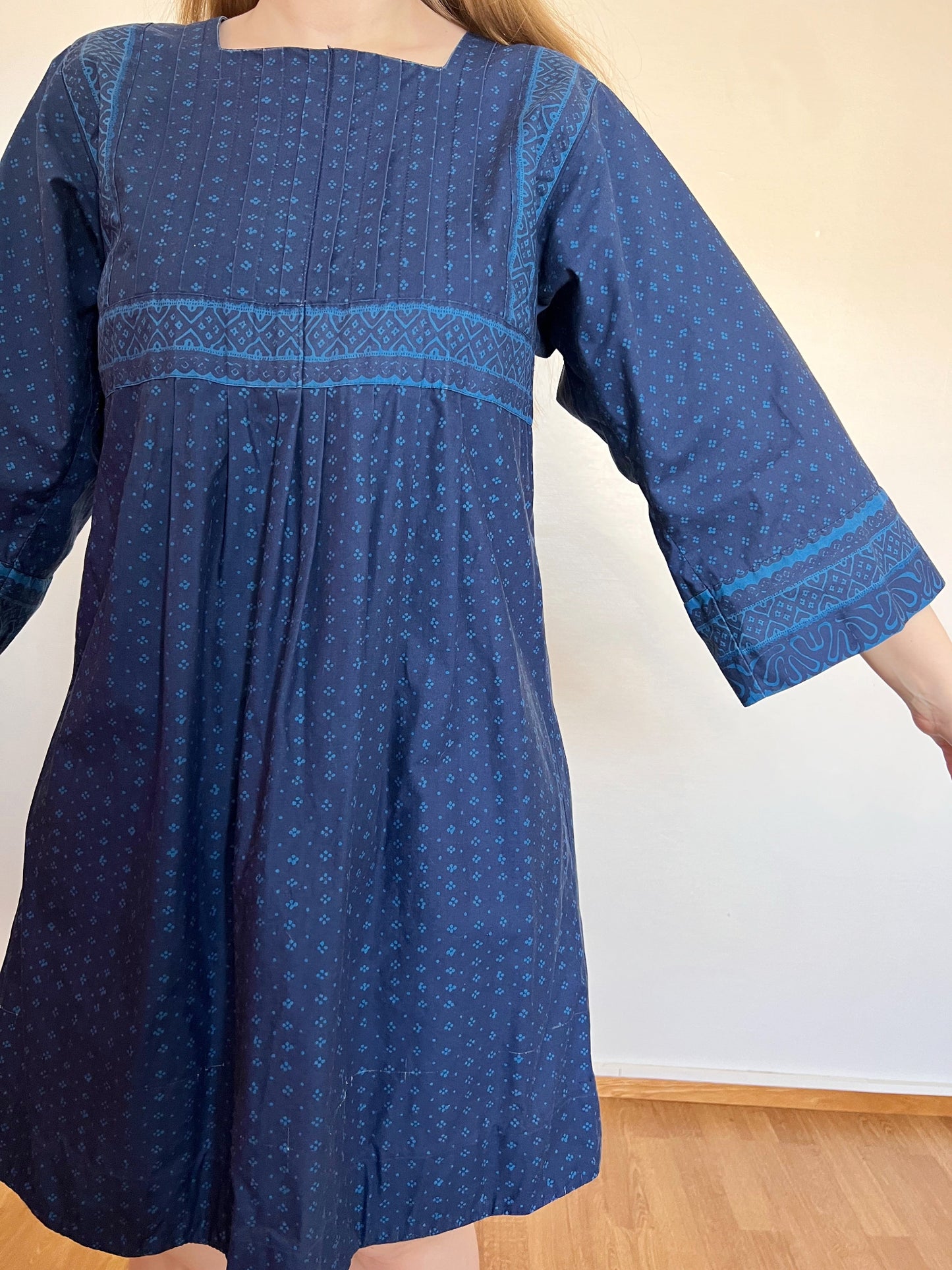 70s Marimekko Mila blue dress, Size S