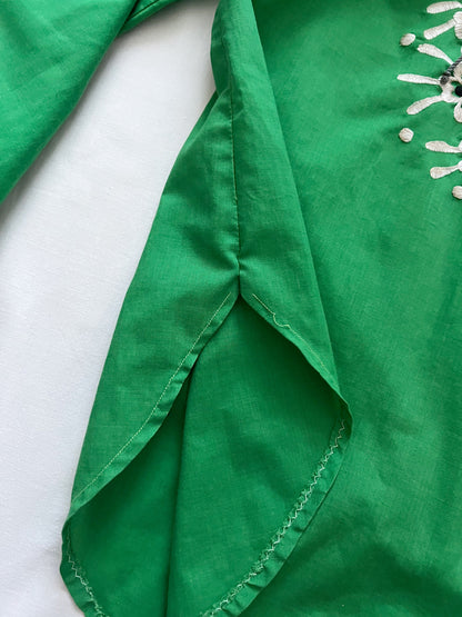 70s green and floral blouse, Size M