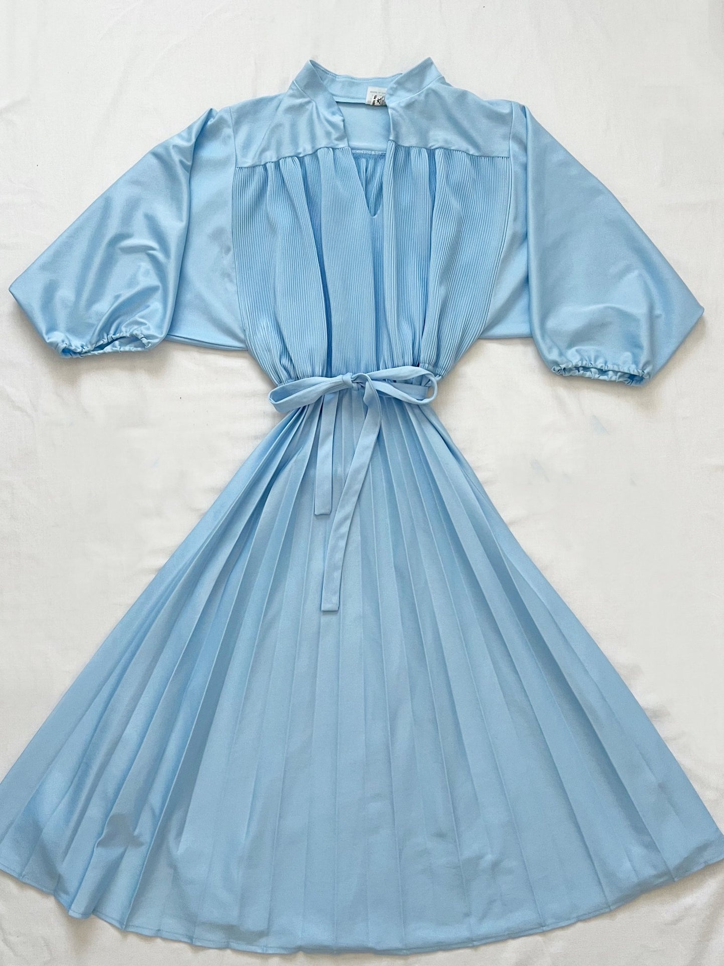 Blue pleated dress, Size L