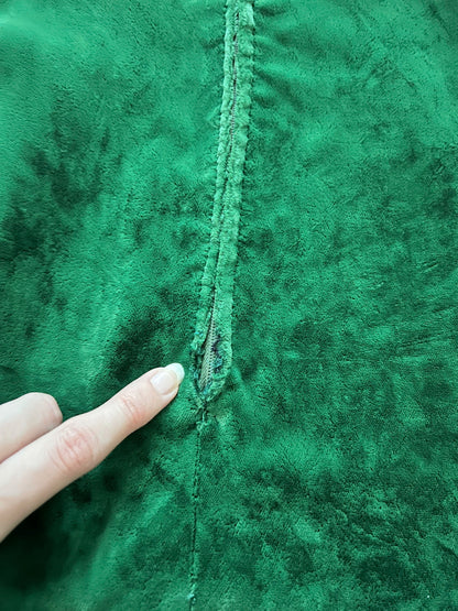 60s green velvet dress, Size S