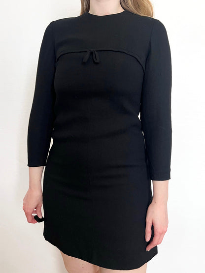 60s black bow dress, Size S