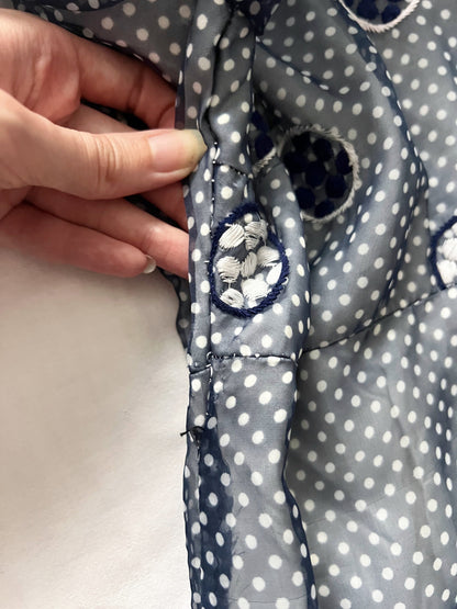 60s blue and white polka dot dress, Size XS-S