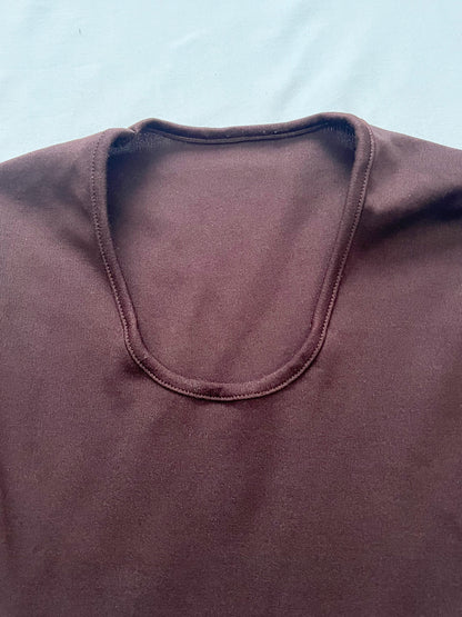 70s brown lace detail top, Size XS-S