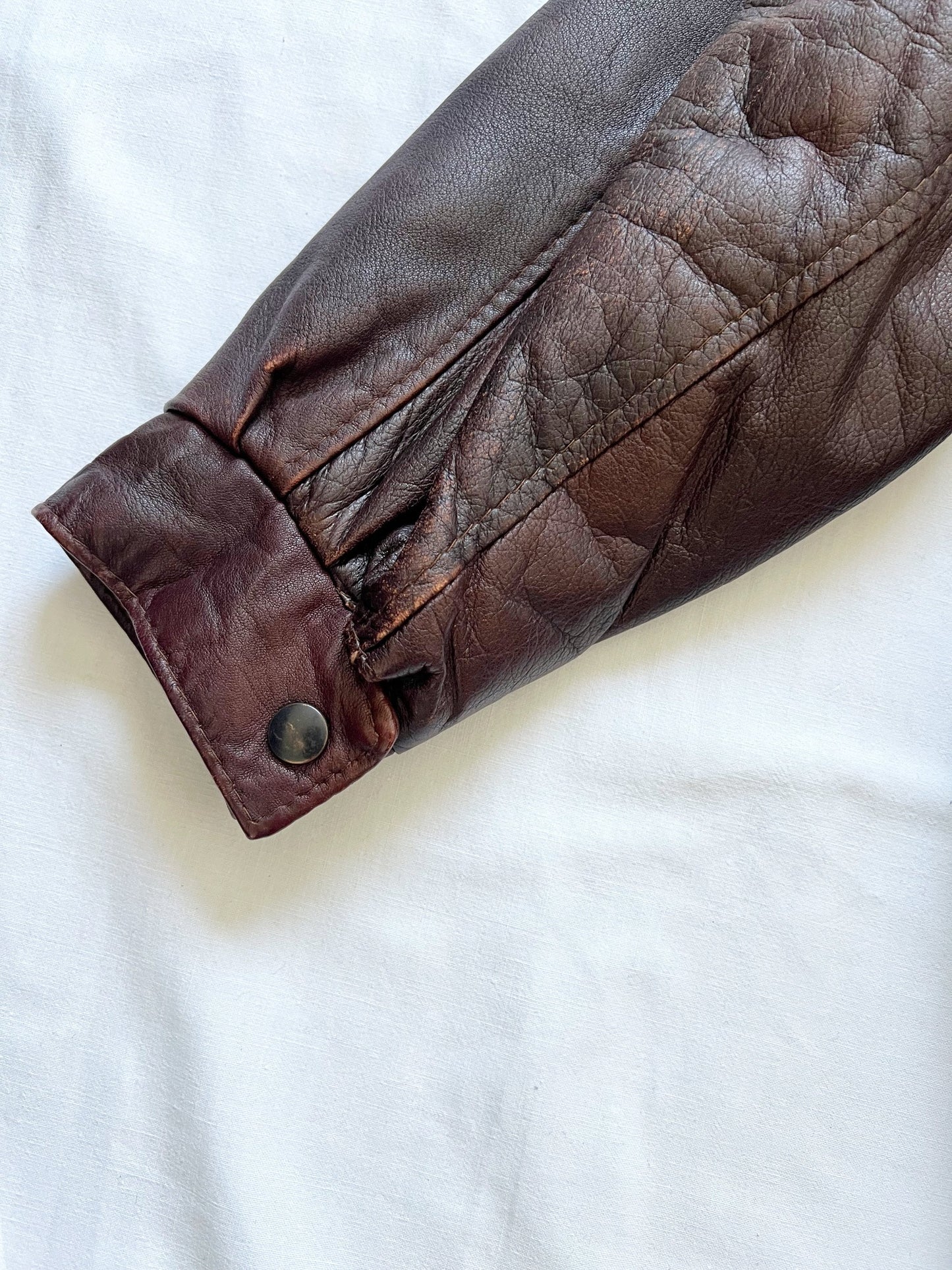 Brown 80s bomber leather jacket, Size L-XL