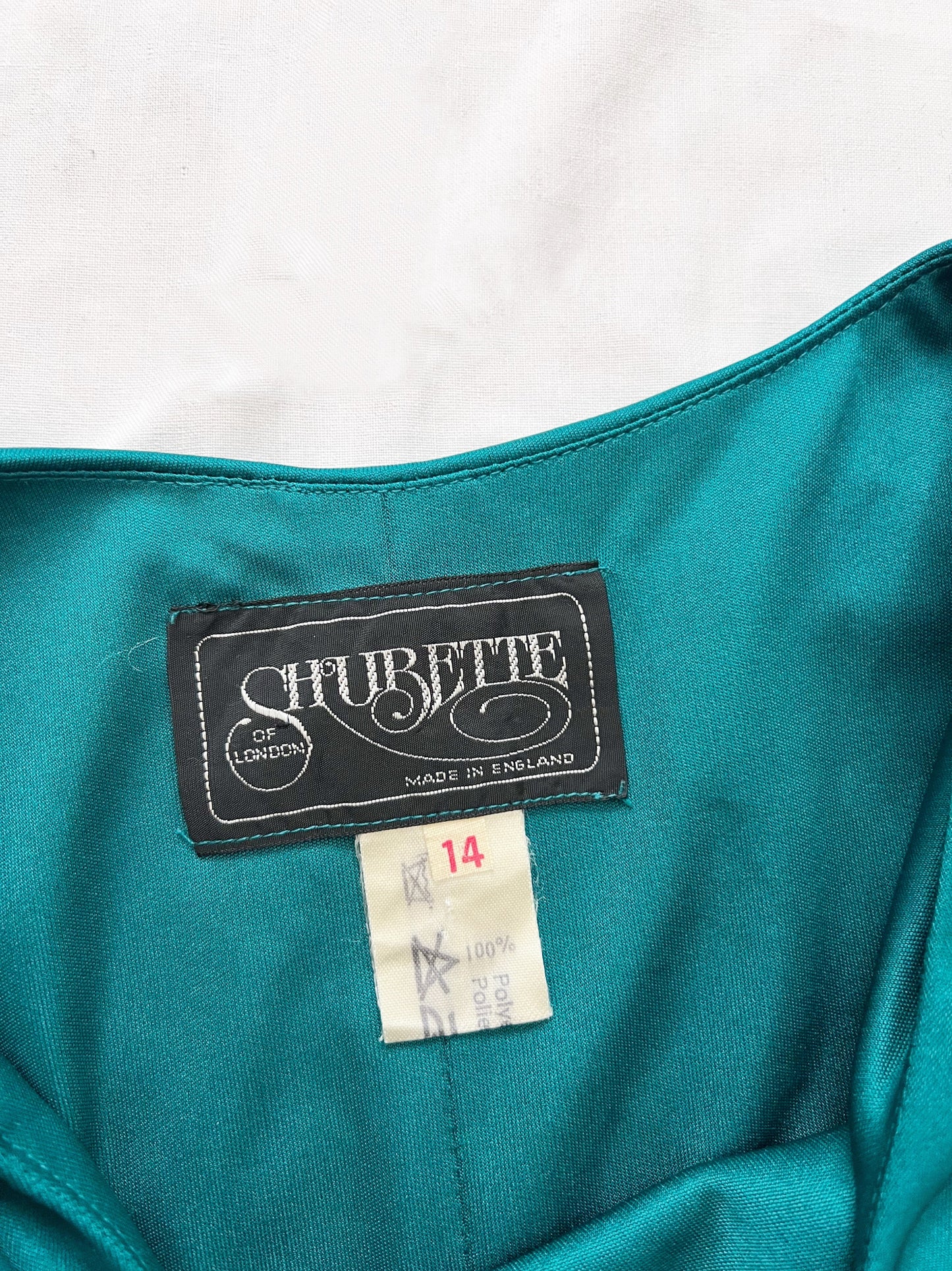 70s teal glitter dress, Size M