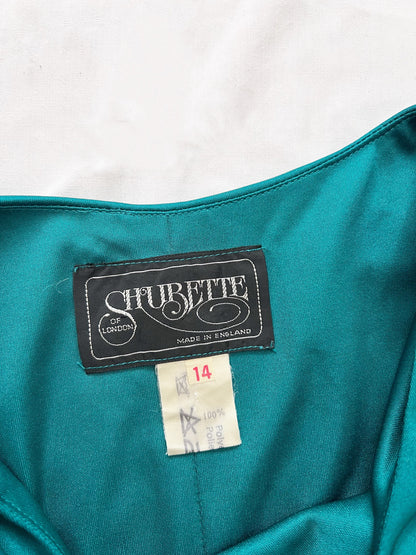 70s teal glitter dress, Size M