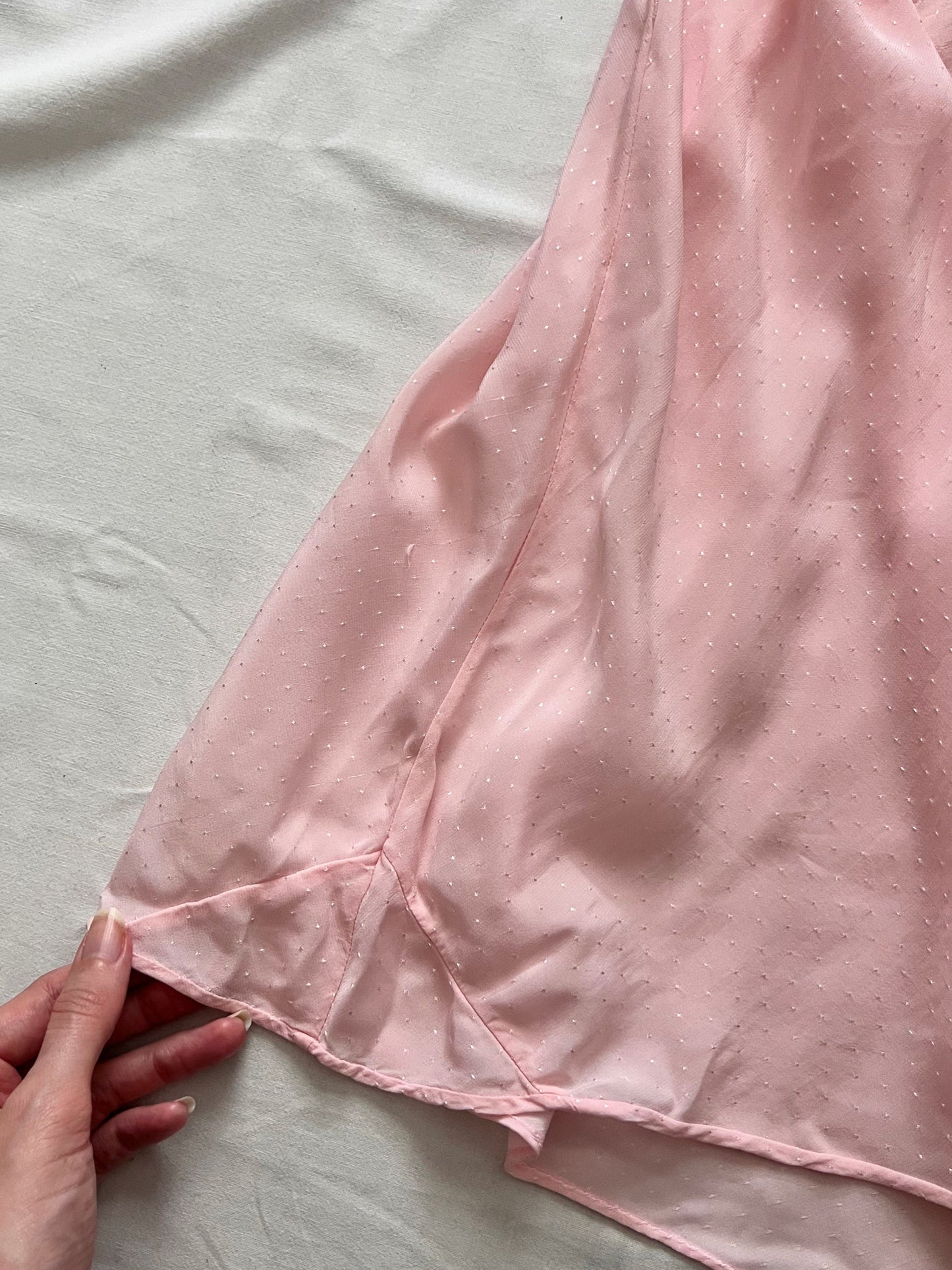 40s pink floral lace nightgown, Size L