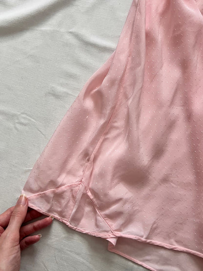 40s pink floral lace nightgown, Size L