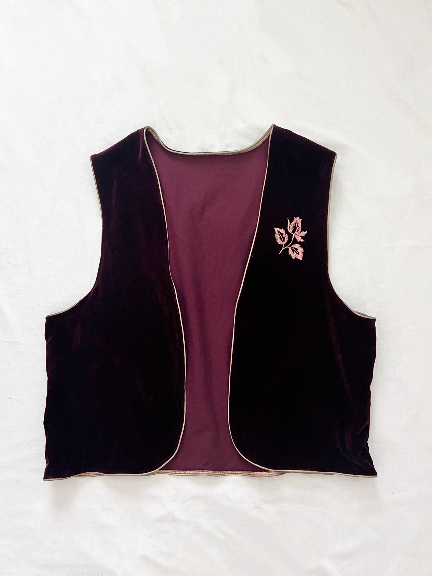 70s purple velvet vest and skirt set, Size S