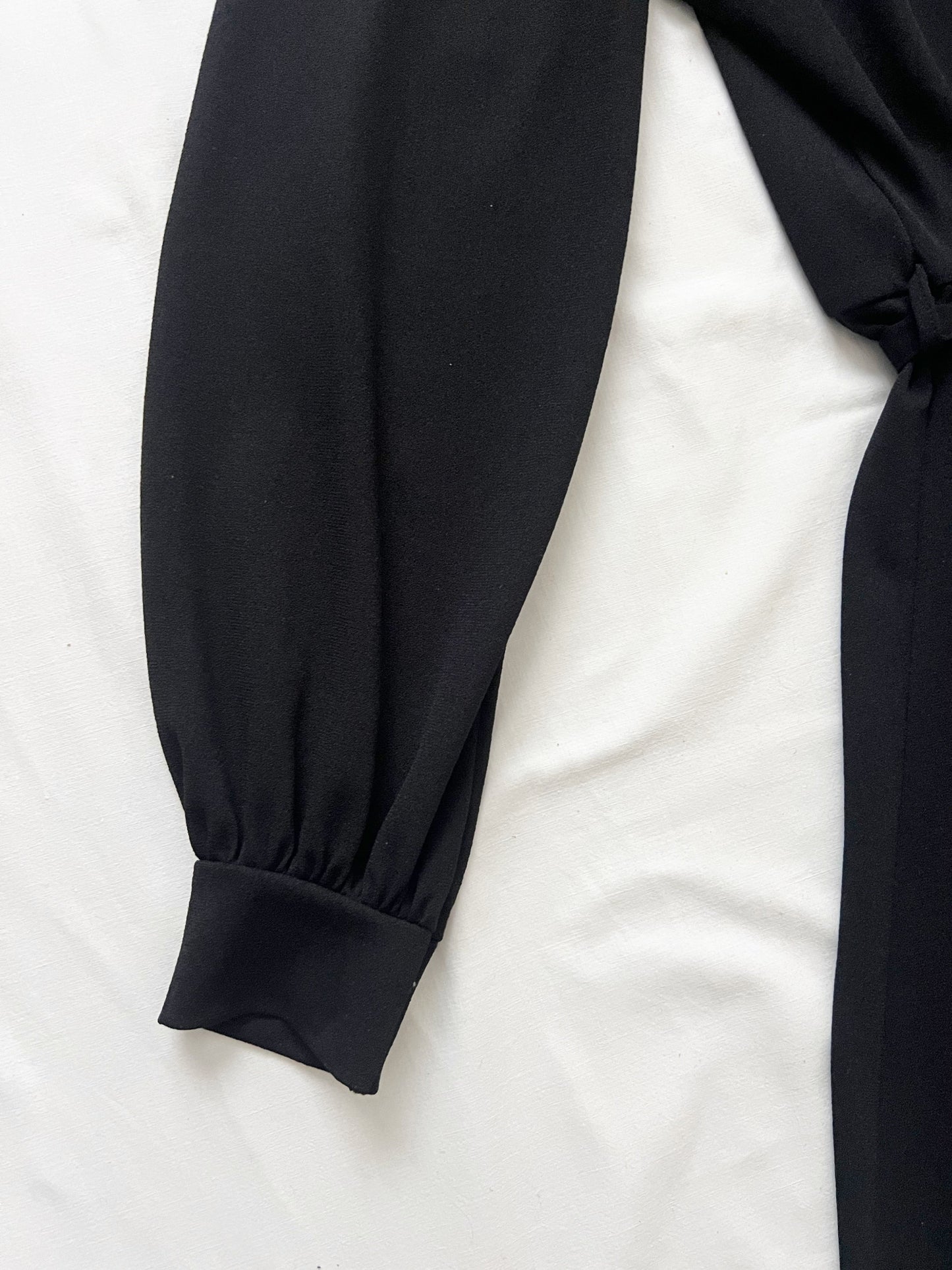 70s black ruffle dress, Size L