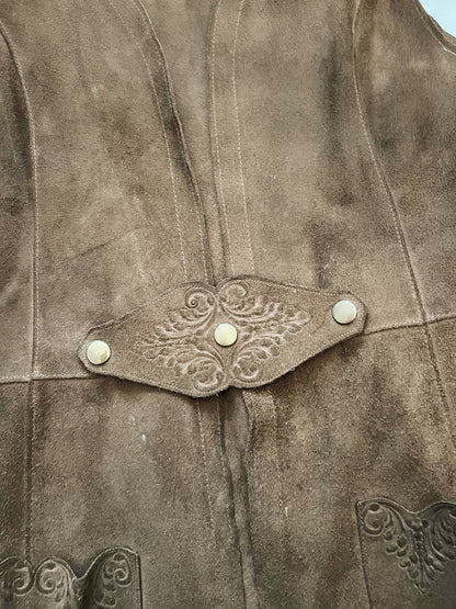 70s brown suede vest, Size L