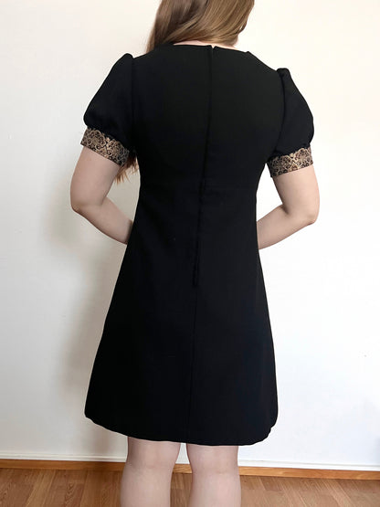 60s black and gold/bronze shimmery dress, Size S