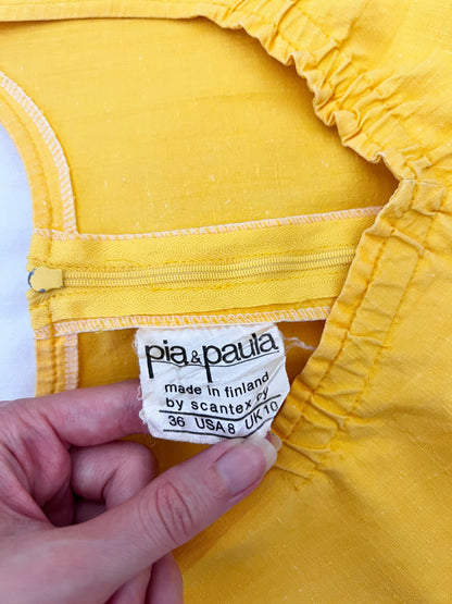 70s 100% cotton yellow sundress, Size S