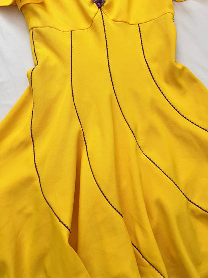 60s bright yellow dress, Size M-L