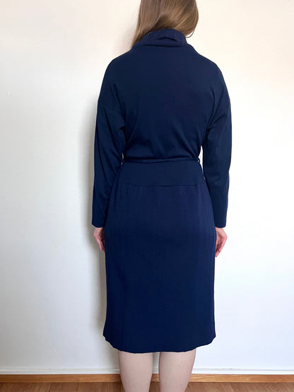 70s navy blue dress, Size M