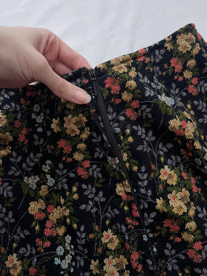 70s corduroy flower skirt, Size S