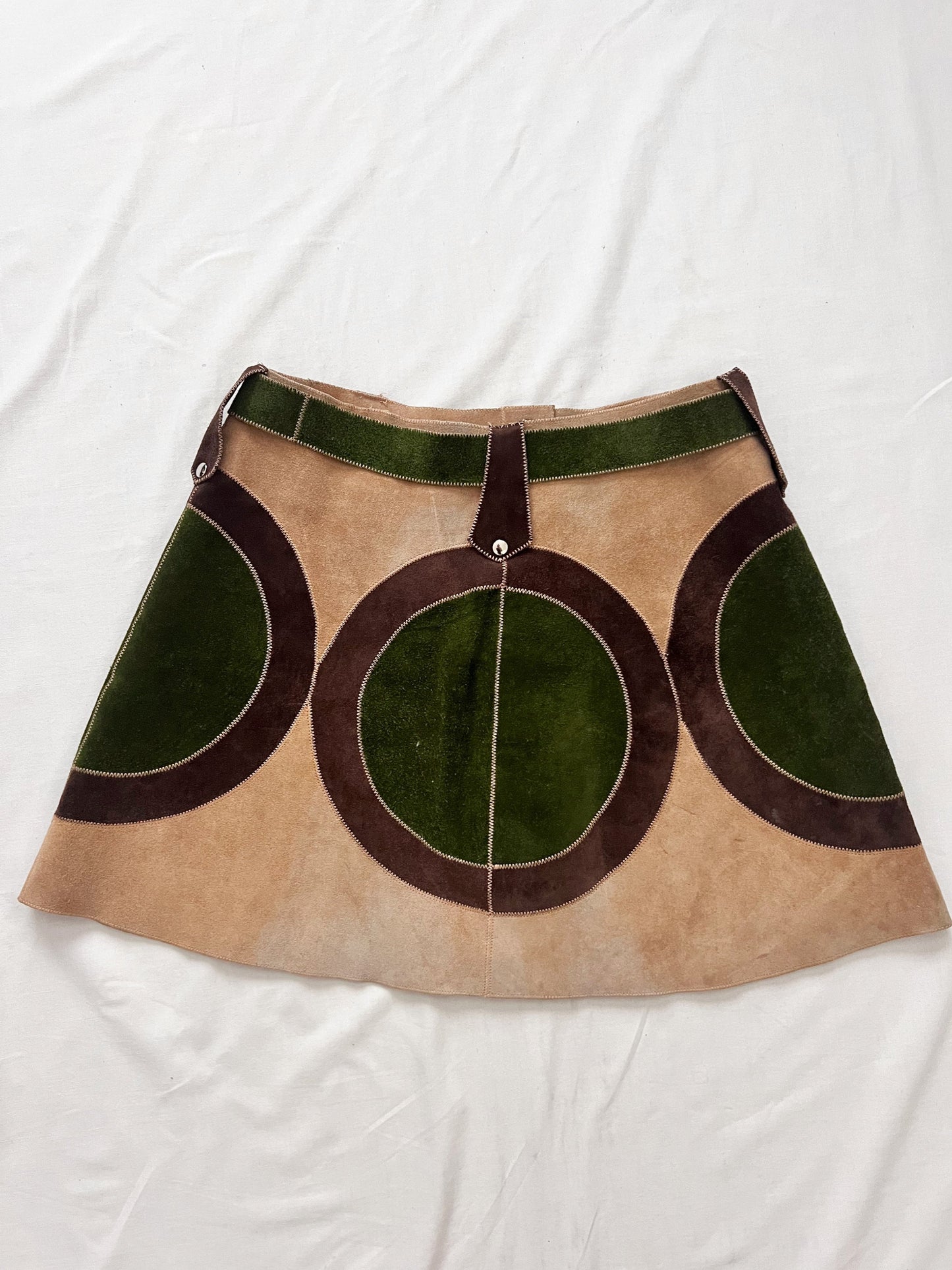 60s/70s circle suede skirt, Size XS
