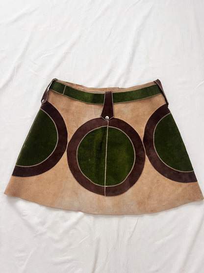 60s/70s circle suede skirt, Size XS