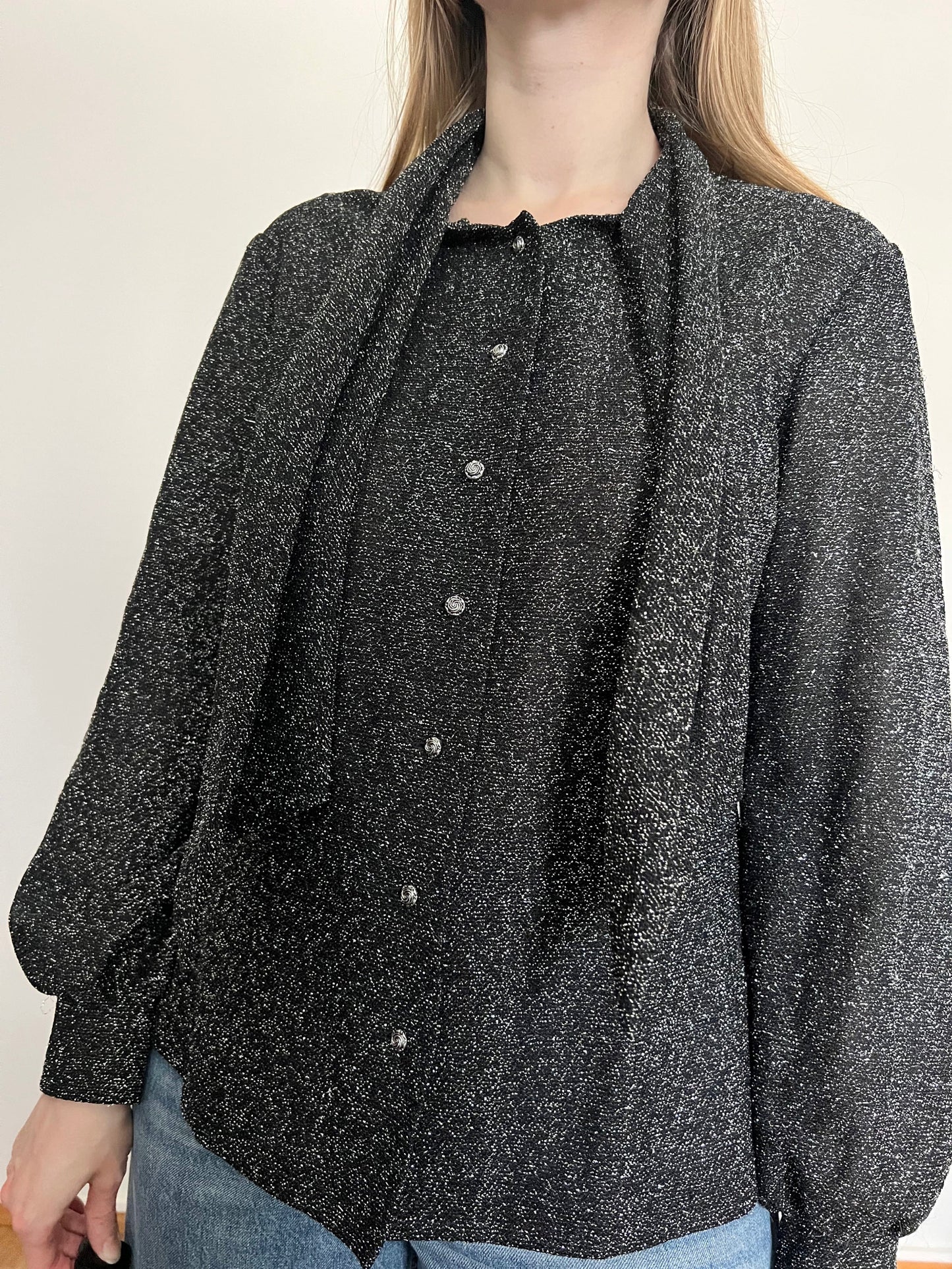 70s glittery blouse, Size L