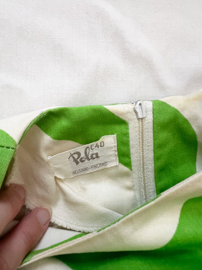 60s green & white mini dress, Size S-M