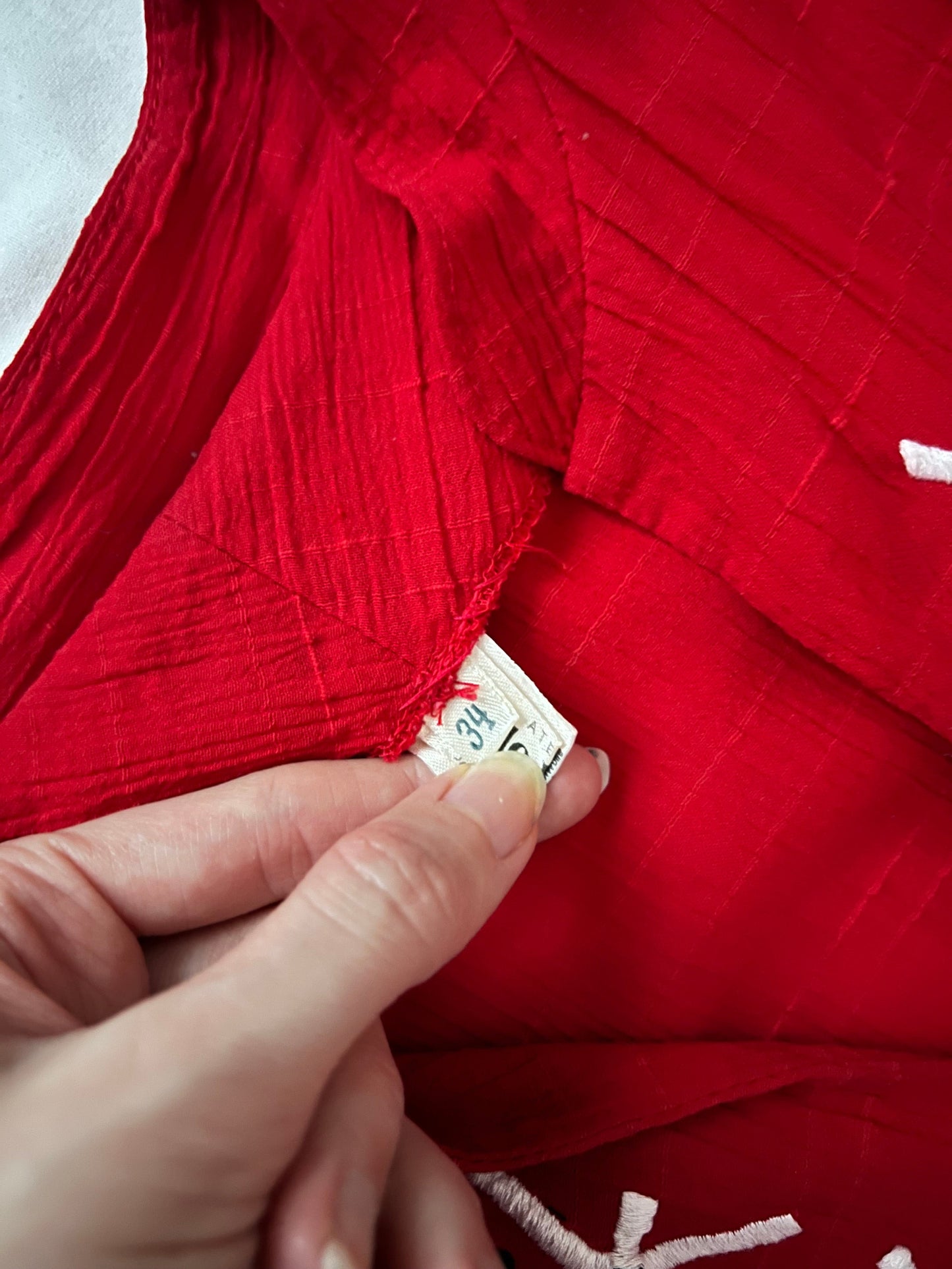 70s red bohemian dress, Size XS-S