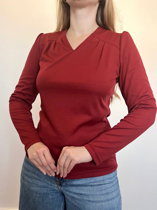 70s burgundy top, Size M-L