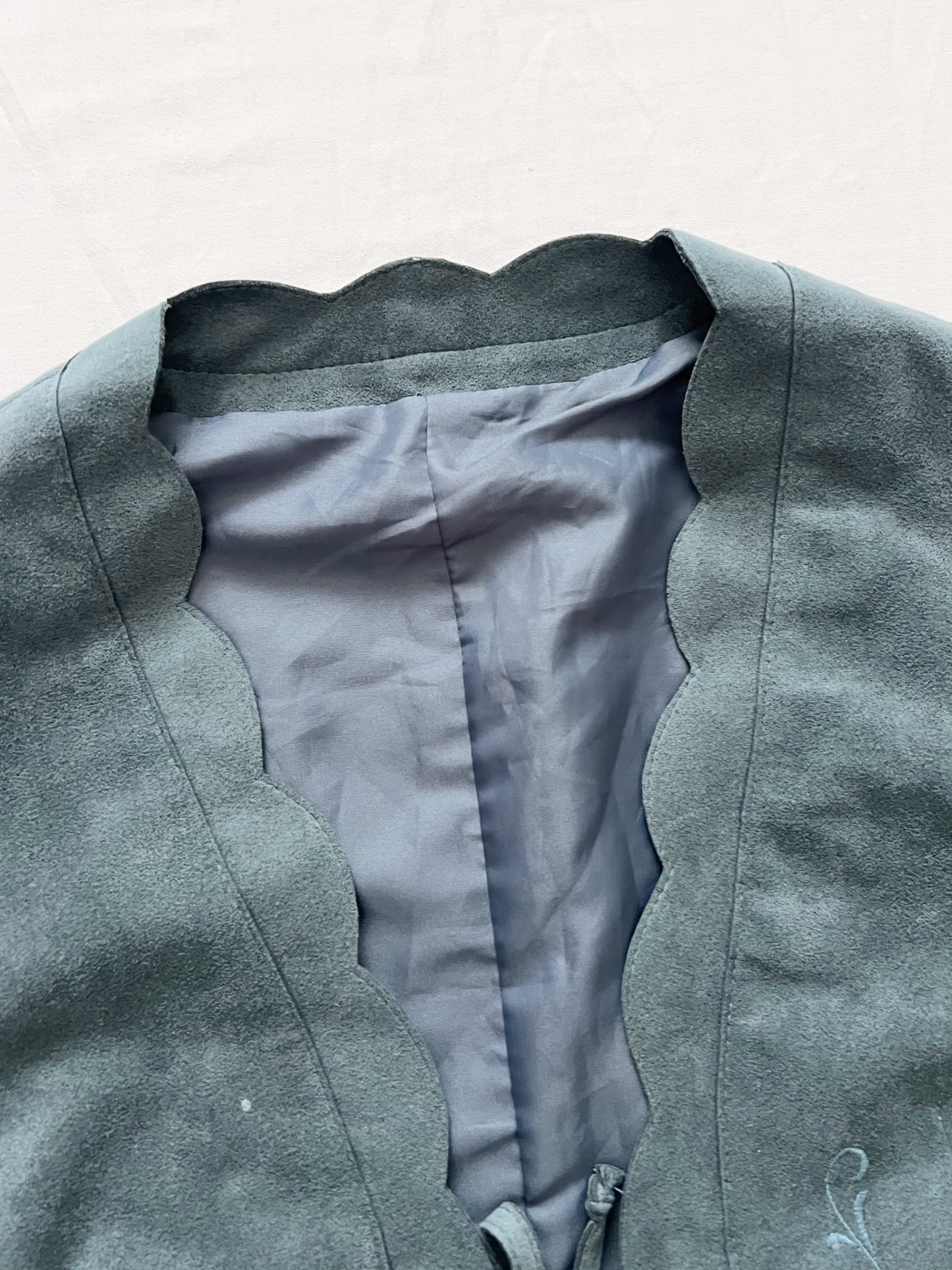 70s blue suede vest, Size M