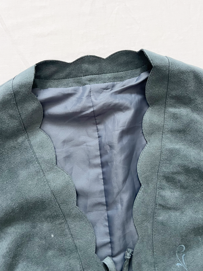 70s blue suede vest, Size M