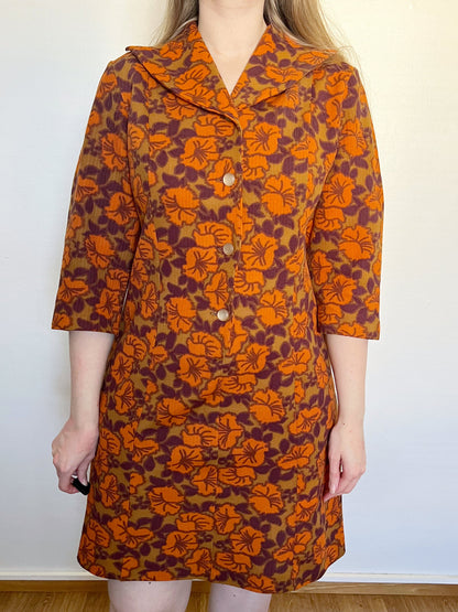 Orange flower dress, Size M-L