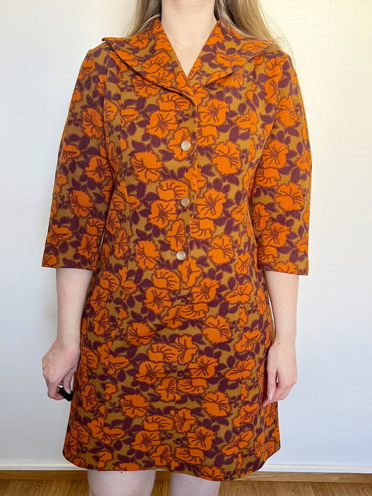 Orange flower dress, Size M-L